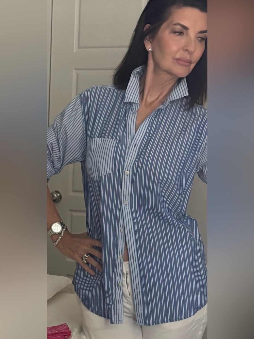 beachlunchlounge Blue and White Striped Shirt